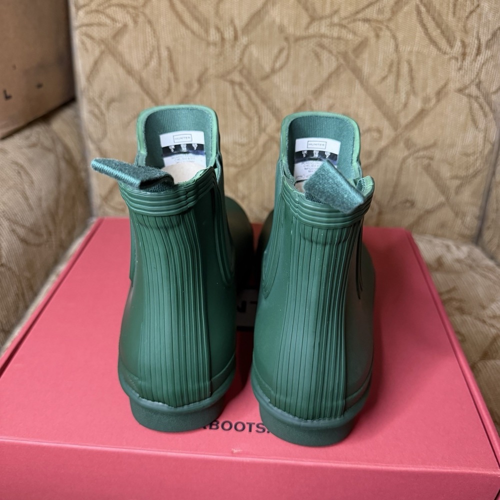 Hunter Original Chelsea Rain Green Boots Women's Waterproof Comfort Size 7 - Picture 6 of 9